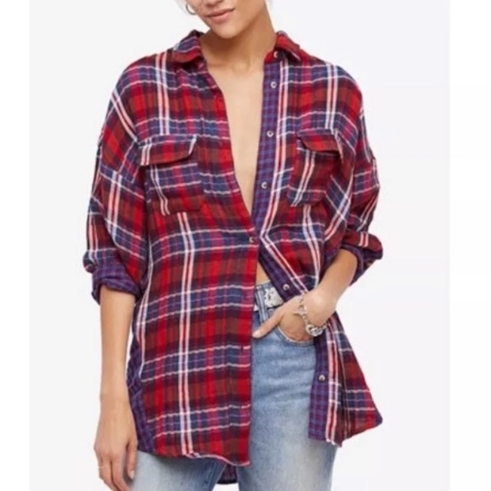 Free People One of the Guys  Oversized Buttondown - Picture 2 of 12